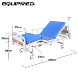 EQUIPMED 4 Function Medical Bed, w/ Mattress & Over Bed Table, Easy Manual Adjustable Back and Leg Incline, IV Pole - Extra Image