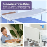 EQUIPMED 7 Function Medical Bed, w/ Mattress & Over Bed Table, Adjustable Back and Leg Lifting, Lateral Tilting, Commode Bowl, IV Pole - Top-Down View