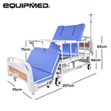 EQUIPMED 7 Function Medical Bed, w/ Mattress & Over Bed Table, Adjustable Back and Leg Lifting, Lateral Tilting, Commode Bowl, IV Pole - Extra Image