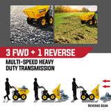 Baumr-AG Power Wheelbarrow Motorized Mini Petrol Powered Wheel Barrow Self Dump - 45-Degree Angle