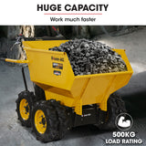 Baumr-AG 6 Wheel Motorised Wheelbarrow Dumper, Briggs & Stratton CR950 Petrol Engine, 500kg Capacity - Front View