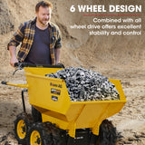 Baumr-AG 6 Wheel Motorised Wheelbarrow Dumper, Briggs & Stratton CR950 Petrol Engine, 500kg Capacity - 45-Degree Angle