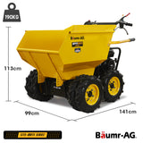 Baumr-AG 6 Wheel Motorised Wheelbarrow Dumper, Briggs & Stratton CR950 Petrol Engine, 500kg Capacity - Rear View