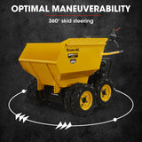 Baumr-AG 6 Wheel Motorised Wheelbarrow Dumper, Briggs & Stratton CR950 Petrol Engine, 500kg Capacity - Close-Up Angle