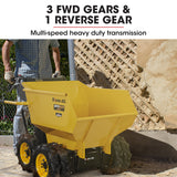 Baumr-AG 6 Wheel Motorised Wheelbarrow Dumper, Briggs & Stratton CR950 Petrol Engine, 500kg Capacity - Low Angle