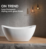 MARBELLA Freestanding Bath Tub Bathtub 1680x760x730 Round Standing Acrylic Gloss - Front View