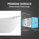 MARBELLA Freestanding Bath Tub Bathtub 1680x760x730 Round Standing Acrylic Gloss - Extra Image