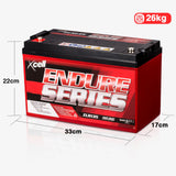 X-CELL AGM Deep Cycle Battery 12V 135Ah Portable Sealed SLA Camping Solar Marine - Rear View