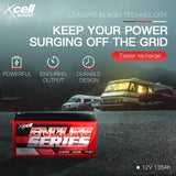 X-CELL AGM Deep Cycle Battery 12V 155Ah Portable Sealed SLA Camping Solar Marine - Top-Down View