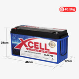 X-Cell 170Ah AGM Battery Deep Cycle 12v Marine Solar Camping Volt Glass 4WD SLA - Rear View