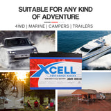 X-Cell 100Ah AGM Battery Deep Cycle 12v Marine Solar Camping Glass Matt 4WD Volt - Rear View