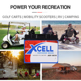 X-Cell 50Ah AGM Battery Deep Cycle 12v Mobility Scooter Golf Cart Camping Volt - 45-Degree Angle