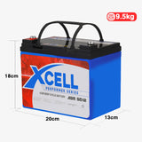 X-Cell 50Ah AGM Battery Deep Cycle 12v Mobility Scooter Golf Cart Camping Volt - Rear View