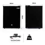 GECKO 70L Portable Fridge Freezer Camping Caravan Car Fridges 12V/24V/240V , Black - Front View
