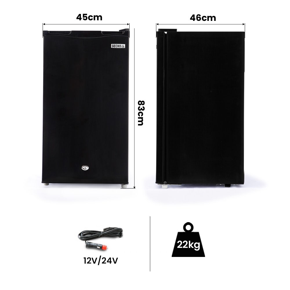 GECKO 125L Portable Upright Fridge, 12V/24V for Motorhome, Caravan, Black