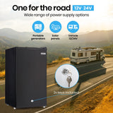 GECKO 125L Portable Upright Fridge, 12V/24V for Motorhome, Caravan, Black - 45-Degree Angle