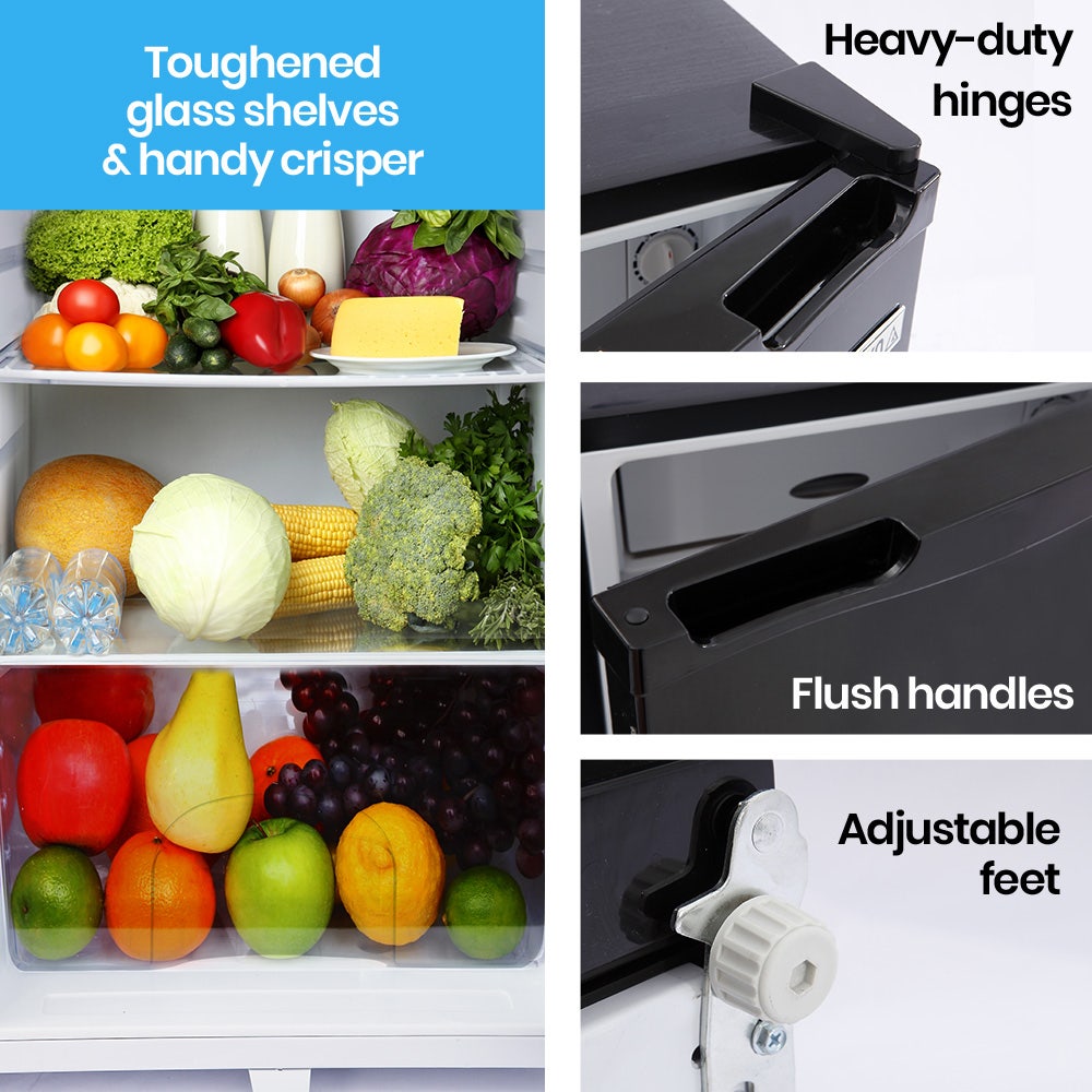 GECKO 125L Portable Upright Fridge, 12V/24V for Motorhome, Caravan, Black