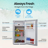 GECKO 95L Portable Upright Fridge and Freezer, 12V/24V for Camping, Caravans, Silver