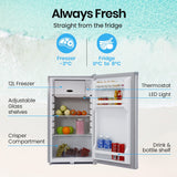 GECKO 95L Portable Upright Fridge and Freezer, 12V/24V for Camping, Caravans, Silver - Front View