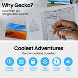 GECKO 95L Portable Upright Fridge and Freezer, 12V/24V for Camping, Caravans, Silver