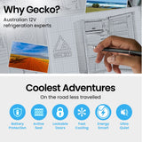 GECKO 95L Portable Upright Fridge and Freezer, 12V/24V for Camping, Caravans, Silver - Side View