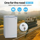GECKO 95L Portable Upright Fridge and Freezer, 12V/24V for Camping, Caravans, Silver - Top-Down View