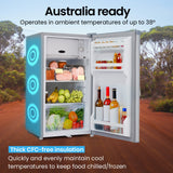 GECKO 95L Portable Upright Fridge and Freezer, 12V/24V for Camping, Caravans, Silver - Close-Up Angle