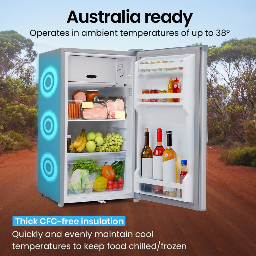 GECKO 95L Portable Upright Fridge and Freezer, 12V/24V for Camping, Caravans, Silver