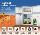 GECKO 95L Portable Upright Fridge, 12V/24V for Motorhome, Caravan, Silver - 45-Degree Angle