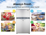 GECKO 95L Portable Upright Fridge, 12V/24V for Motorhome, Caravan, Silver - Close-Up Angle