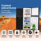 GECKO 125L Portable Upright Fridge, 12V/24V for Motorhome, Caravan, Black - 45-Degree Angle