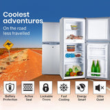GECKO 125L Portable Fridge Freezer Camping Motorhome Caravan Upright Fridges 12V/24V/240V, Silver - Side View