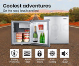 GECKO 57L Portable Camping Bar Fridge with Freezer 12V/24V, Silver - Front View