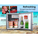 GECKO 57L Portable Camping Bar Fridge with Freezer 12V/24V, Silver - Top-Down View