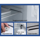 GECKO 57L Portable Camping Bar Fridge with Freezer 12V/24V, Silver - Low Angle