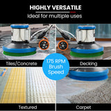 AUCH 17' Commercial Orbital Scrubber & Polisher, Hard Floor Buffer, Carpet Cleaner, 12L Solution Tank, 2 Brushes