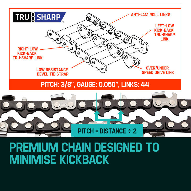BAUMR-AG 12 Bar Replacement Spare Chainsaw Chain 3/8 .050 Gauge DL 44