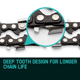BAUMR-AG 12 Bar Replacement Spare Chainsaw Chain 3/8 .050 Gauge DL 44 - Rear View