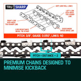 2 X 10 Baumr-AG Chainsaw Chain Bar Replacement for SX25 25CC Arborist Saws - Side View