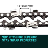 2 x 12 Baumr-AG Chainsaw Chain 12in Bar Spare Part Replacement Suits Pole Saws - 45-Degree Angle