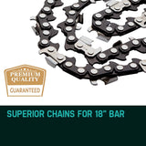 2 X 18 Baumr-AG Chainsaw Chain 18in Bar Replacement Suits SX45 45CC Saws - Front View