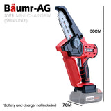 BAUMR-AG SW1 20V Cordless Mini Chainsaw Skin Only, Electric Battery Powered Tree Pruner - Low Angle