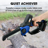 POWERBLADE SW6 20V Cordless Mini Chainsaw Kit, Electric Tree Pruner with Battery & Fast Charger - Side View
