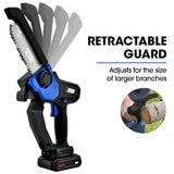 POWERBLADE SW6 20V Cordless Mini Chainsaw Kit, Electric Tree Pruner with Battery & Fast Charger - 45-Degree Angle