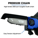POWERBLADE SW6 20V Cordless Mini Chainsaw Kit, Electric Tree Pruner with Battery & Fast Charger - Low Angle
