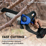 POWERBLADE SW6 20V Cordless Mini Chainsaw Skin Only, Electric Battery Powered Tree Pruner - Rear View