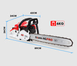 Baumr-AG 52CC Petrol Commercial Chainsaw 20 Bar E-Start Chain Saw - Rear View