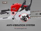 Baumr-AG 62CC Petrol Commercial Chainsaw 20 Bar E-Start Pruning Chain Saw - 45-Degree Angle