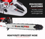 BAUMR-AG Petrol Commercial Chainsaw 24 Bar E-Start Chain Saw Top Handle Pruning - Low Angle