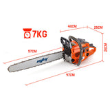 MTM Petrol Commercial Chainsaw 22 Bar E-Start Tree Pruning Chain Saw Top Handle - Rear View